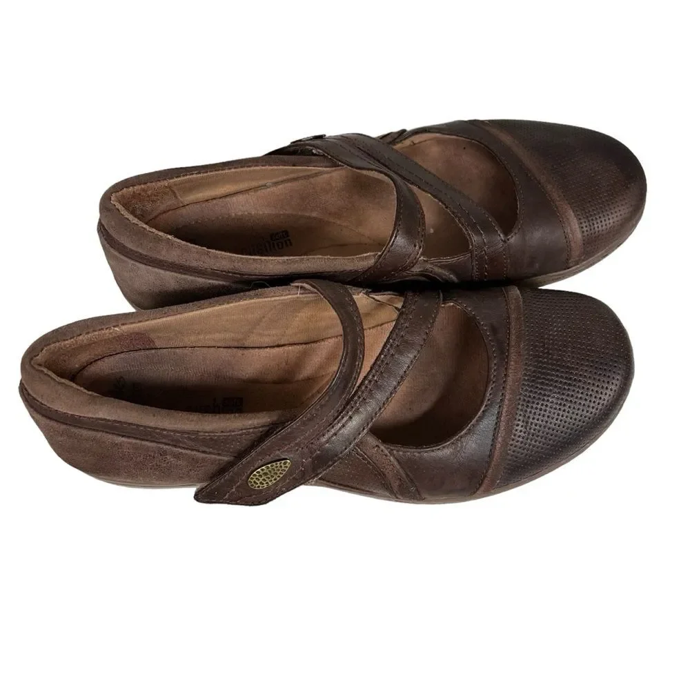 Clarks Evianna Shoes Women’s 8 Leather Mary Jane’s Brown Soft Cushion